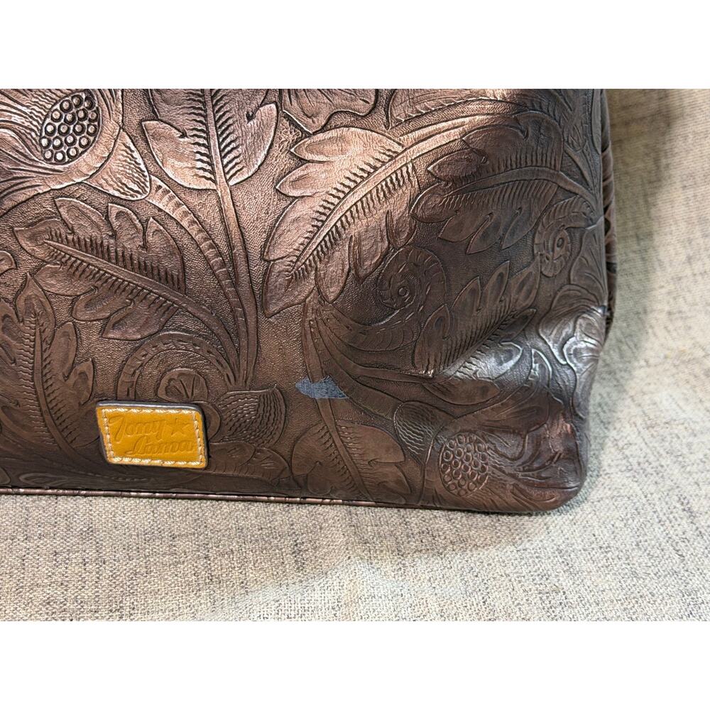 Tony Lama Brown Embossed Floral Crossbody Bag Western Tooled Shoulder Purse - Picture 12 of 14